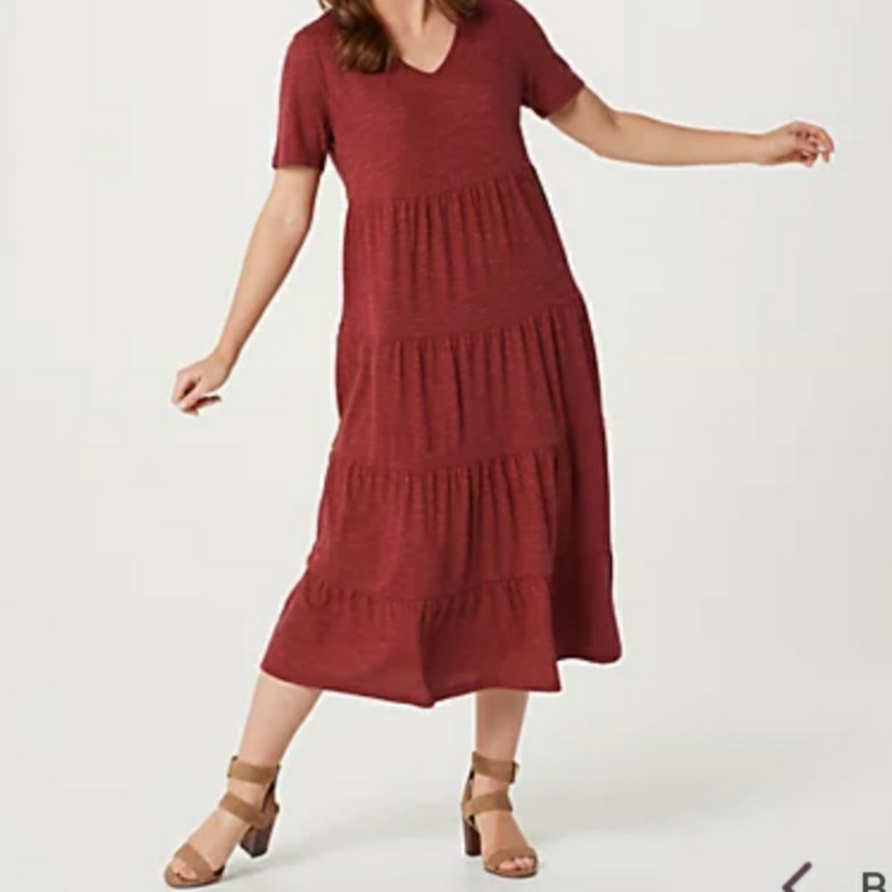 Linen/Cotton Blend Boho Wagon Style Midi Praire Dress Size Large